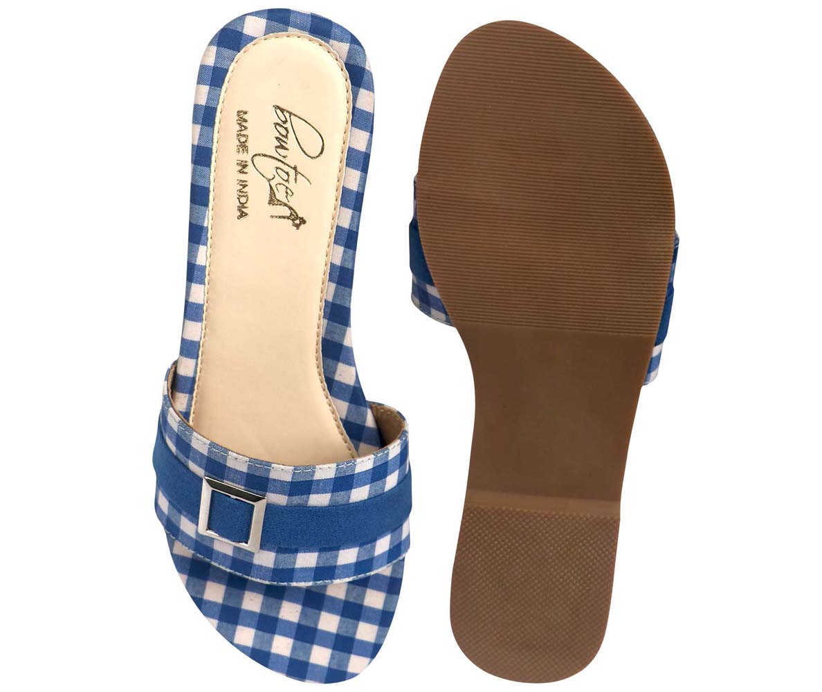 Checkered Flats - Blue