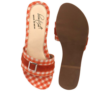 Checkered Flats - Orange