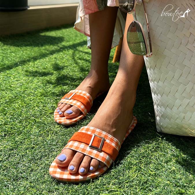 Checkered Flats - Orange