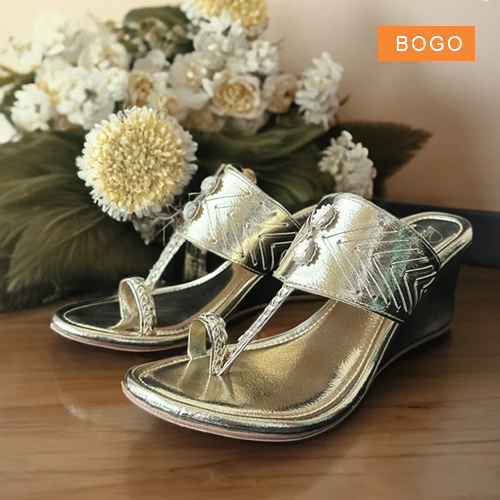 Kolhapuri Wedges - Gold