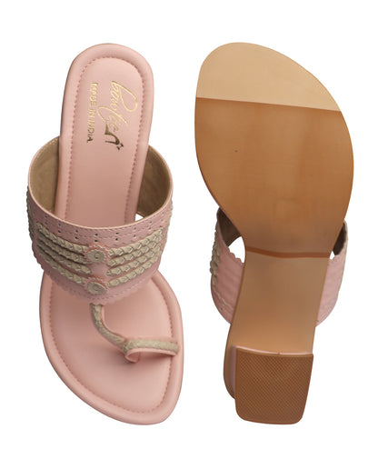 Mastani Kolhapuri Heels - Pink