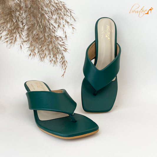 Mocha Kitten Heels - Green