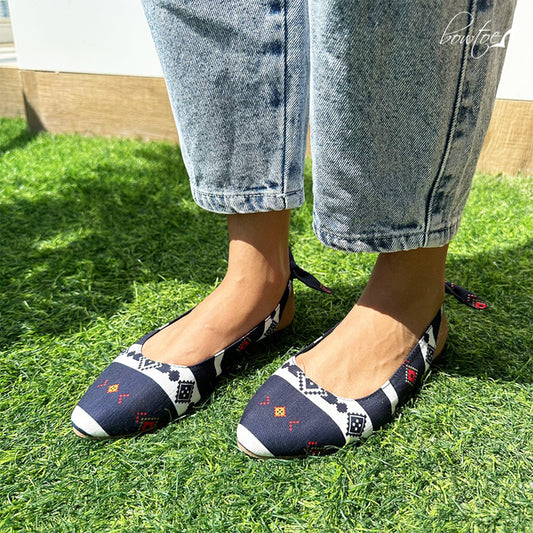 Printed Mules - Blue