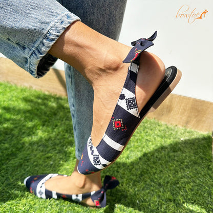 Printed Mules - Blue