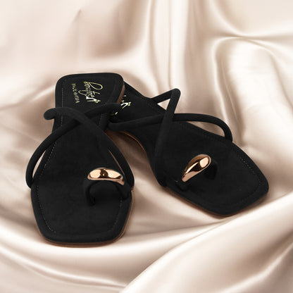 Suede Flats - Black